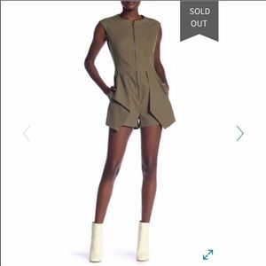BCBG Maxazria zipper romper in dusty olive